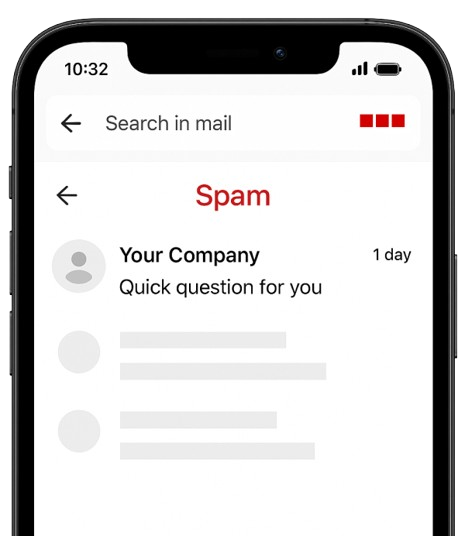 Mobile email with spam